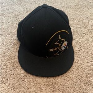 NFL Reebok Pittsburgh Steelers Black Fitted Cap Size 7 3/8